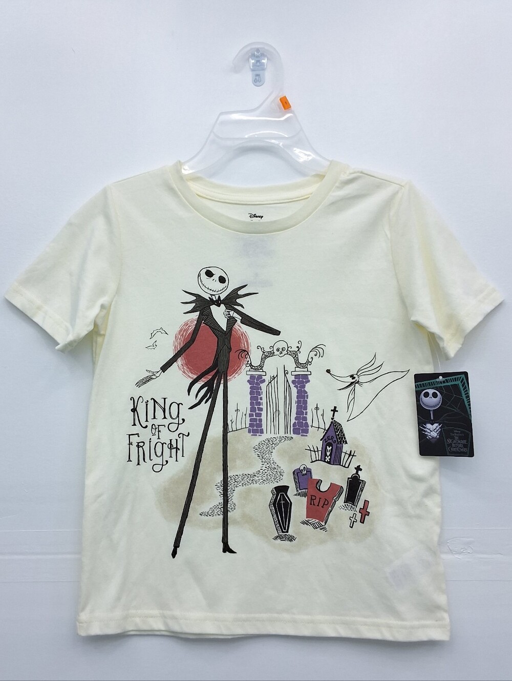 Disney Nightmare Before Christmas Jack Skellington Ivory Kids Tee Size 7 NWT